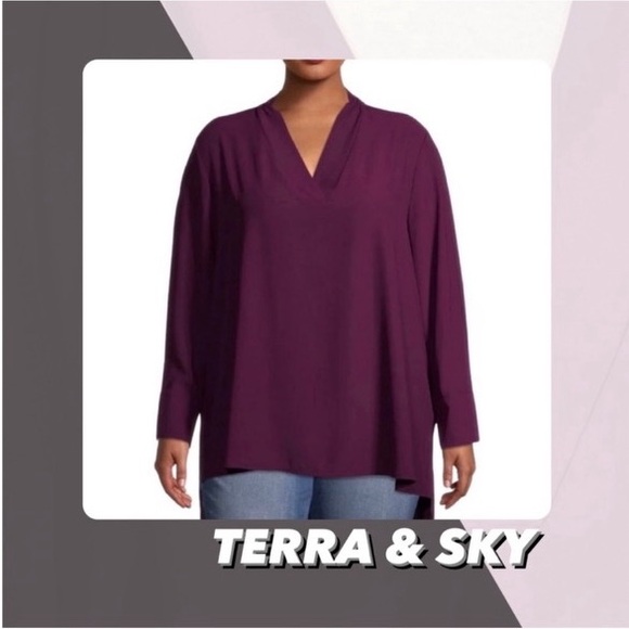 Terra & Sky Tops - GUC Terra & Sky Split Neck Tunic